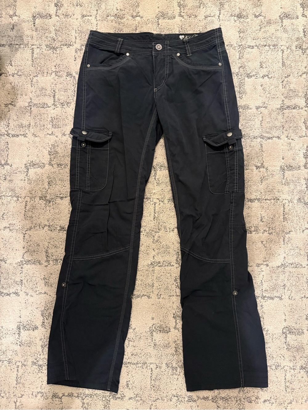 Kuhl Black Men's Cargo Pants with Button-Flap Pockets